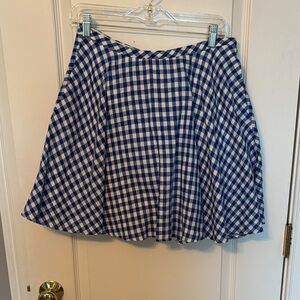 J. Crew Blue and White Checkered Skater Skirt
